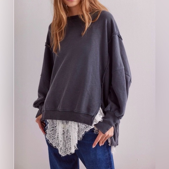 NWT Free People We The Free Camden Sweatshirt Black XS - Picture 2 of 6